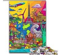 Jigsaw Puzzles for Adults, 1000 Piece Cartoon Places of Interest Adult Jigsaw Puzzles 1000 Pieces Interactive Family Game, DIY Home Decor, Challenging Brain Teaser Gift (Size 50x75cm)