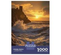 Jigsaw Puzzles for Adults 1000 Piece Castle Sunset Over Ocean Jigsaw Puzzle Fun Games Birthday Present Unique Birthday And Xmas Gifts 52x38cm/1000pcs