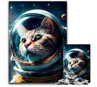 Jigsaw Puzzles for Adults 1000 Piece Cat Astronaut Challenging Puzzles Brain TeaserHome Decor Perfect 1000 PCS(38x26cm)