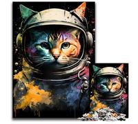 Jigsaw Puzzles for Adults 1000 Piece Cat Astronaut Painting Wooden Jigsaw Puzzles for Adults HighDifficulty Brain Teaser for Teenagers 1000 PCS(75x50cm)