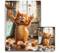 Jigsaw Puzzles for Adults 1000 Piece Cat Beating Eggs Cardboard Jigsaw Puzzles Learning Educational Toys,is Ideal As Gifts for The Whole Family for Ages 14+ 26X38CM
