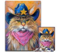 Jigsaw Puzzles for Adults 1000 Piece Cat CowboyPuzzles for Adults for Birthdays And Holidays 1000 PCS(38x26cm)
