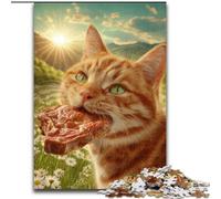 Jigsaw Puzzles for Adults, 1000 Piece Cat Eating Meat Puzzles 1000 Pieces for Adults for Birthdays, Holidays, And Special Occasions (size 26x38cm)