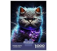 Jigsaw Puzzles for Adults 1000 Piece Cat Electric Sparks Dark Puzzles for Adults Relax Games Pattern Assembly Christmas Birthday Gifts 52x38cm/1000pcs