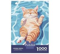 Jigsaw Puzzles for Adults 1000 Piece Cat Floating Peacefully in Water Jigsaw Puzzle Fun Games Birthday Present Unique Birthday And Xmas Gifts 52x38cm/1000pcs