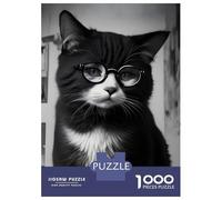 Jigsaw Puzzles for Adults 1000 Piece Cat Glasses Funny Teenager Puzzles Brain Teaser Game Analysis And Logic Help The Brain Exercise 70x50cm/1000pcs