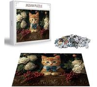 Jigsaw Puzzles for Adults 1000 Piece, Cat Jigsaw Puzzles for Adults, Rose Jigsaws 1000 Pieces with Box, Wooden Puzzle Challenging Game for the Whole for Women, Men, Wooden Puzzle for Gifts B-4475