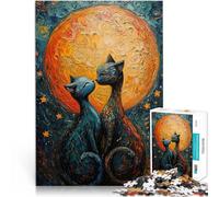 Jigsaw Puzzles for Adults 1000 Piece Cat Love Under the Moon Spielspielzeug Angebot als Geschenk für die ganze Familie52x38cm
