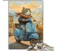 Jigsaw Puzzles for Adults 1000 Piece Cat on A Motorcycle 1000 Piece Jigsaw Puzzles for Adults Family Game Night Challenging And Rewarding Visual Experience (size 26x38cm)