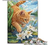 Jigsaw Puzzles for Adults, 1000 Piece Cat on Lotus Leaf Puzzles for Adults 26X38CM for Home Decor, Ideal Christmas & New Year Gift for Teenagers