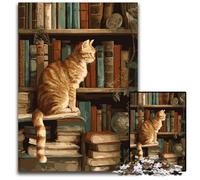 Jigsaw Puzzles for Adults, 1000 Piece Cat on The Bookshelf Cardboard Jigsaw Puzzles for Adults Educational Game Challenge Toy for Adult Teenagers 26X38CM