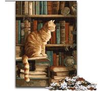 Jigsaw Puzzles for Adults 1000 Piece Cat on The Bookshelf Jigsaw Puzzles for Adults 1000 for Teenagers Family Educational Games Home Decoration Gift (Size 50x75cm)