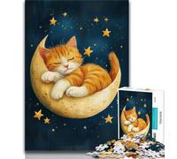 Jigsaw Puzzles for Adults 1000 Piece Cat on The Moon,Brain Intelligence Challenge Addictive Toys Birthday Present,Gifts,Wall Art 38x26cm