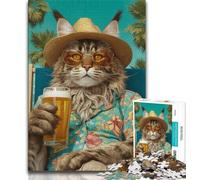 Jigsaw Puzzles for Adults 1000 Piece Cat on Vacation Teenager Jigsaw,Family Game Stress Reliever Difficult Challenge Suitable for Couples 26x38cm