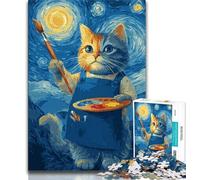 Jigsaw Puzzles for Adults 1000 Piece Cat Painter,Help The Brain Exercise Addictive Toys to Cultivate Patience Perfect Decoration (38x26cm)