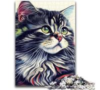 Jigsaw Puzzles for Adults 1000 Piece Cat Pop Art Animal Face Stress Reliever Difficult Challenge Suitable for Desktop Decoration 26x38cm