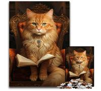 Jigsaw Puzzles for Adults 1000 Piece Cat Reading Book Challenging Puzzles for Home Decor & Holiday Fun 26X38CM/10.23x14.96inch