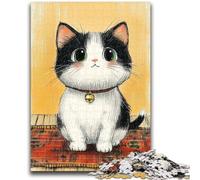 Jigsaw Puzzles for Adults 1000 Piece Cat Sitting on The Mat Artistic Wall Decor & Birthday Gift Idea for Friends, Home Office 50x75cm