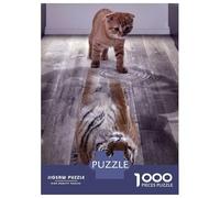 Jigsaw Puzzles for Adults 1000 Piece Cat Tiger Reflect Mindset Puzzles for Adults Hands-on Game Stress Reliever Stress Reduction Gifts 70x50cm/1000pcs