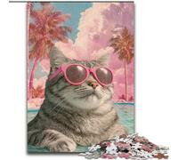 Jigsaw Puzzles for Adults, 1000 Piece Cat Wearing Sunglasses Jigsaw for Family Fun Perfect for Holidays, Interactive Game Nights (size 26x38cm)