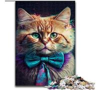 Jigsaw Puzzles for Adults 1000 Piece Cat with Bow Challenging Puzzles size 50x75cm Birthday Gift Idea, Challenging Brain Teaser Game