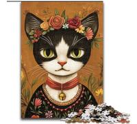 Jigsaw Puzzles for Adults, 1000 Piece Cat with Frida Kahlo Style Jigsaw Made of Wood Challenging Brain Teaser for Teenagers, Perfect for Home Decor Or Gift size 50X75CM