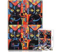 Jigsaw Puzzles for Adults 1000 Piece Cats Abstract Art Paint Hands-on Game Learning Educational Gift For Birthdays Size 50x75cm
