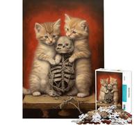Jigsaw Puzzles for Adults 1000 Piece Cats Bring A Present Learning Educational Toys for Educational Game For Family Fun Funny Gifts (Size 75x50cm)