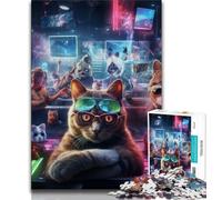 Jigsaw Puzzles for Adults 1000 Piece Cats Party,Help The Brain Exercise Addictive Toys to Cultivate Patience Perfect Decoration (75x50cm)