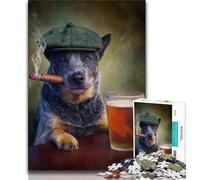 Jigsaw Puzzles for Adults 1000 Piece Cattle Dog Smoking Adult Jigsaw,Decompressing Intellectual Educational Toy Birthday Gift (size 38x26cm)