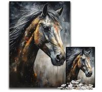 Jigsaw Puzzles for Adults 1000 Piece Charcoal Horse Portrait Impossible Jigsaw Puzzles for Adults Ideal for Family Fun, Relaxation 50x75CM/19.68x29.52inch