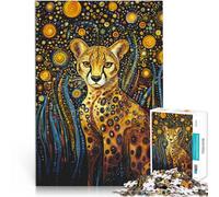 Jigsaw Puzzles for Adults 1000 Piece Cheetah Under Starry Night Made of cardboard Suitable for ages 14 and up Home Decoration game Good gift。size：26x38cm/10.24x14.96inch