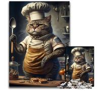 Jigsaw Puzzles for Adults 1000 Piece Chef Cat Wooden Jigsaw Puzzles for Adults Brain Challenge Game for Teenagers & Family Interaction 50x75CM/19.68x29.52inch
