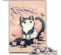 Jigsaw Puzzles for Adults 1000 Piece Cherry Blossom Cat Jigsaw Made of Wood, for Teenagers & Teens, Ideal Birthday 1000pcs(50x75cm)