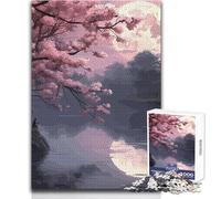 Jigsaw Puzzles for Adults 1000 Piece Cherry Blossom Japan Art Unique Challenge Game Home Art Decor Gift For Birthdays Size 38x26cm