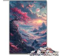 Jigsaw Puzzles for Adults 1000 Piece Cherry Blossoms on The Cliff Jigsaw Puzzles 1000 Pieces for Adults Educational Games Home Decoration (Size 50x75cm)