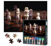 Jigsaw Puzzles for Adults 1000 Piece Chess Strategy Art King and Knight Modern Wall Decor Living Room Office Game Night Intellectual Activity 27.5x19.7 Inch