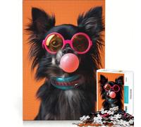 Jigsaw Puzzles for Adults 1000 Piece Chihuahua BubbleGum, Brain Teaser Game, Stress Reliever, Wishlist with Santa Claus 38x26cm