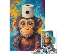 Jigsaw Puzzles for Adults 1000 Piece Chimp with A Roll Jigsaw 1000 Pieces Toy Wall Decor Gifts For Birthdays Improve Memory (Size 38x26cm)