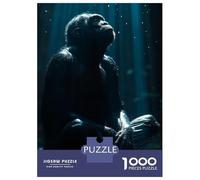 Jigsaw Puzzles for Adults 1000 Piece Chimpanzee Gazing Upwards in Blue Light Teenager Puzzles Hands-on Game Home Decoration Christmas Birthday Gifts 38x26cm/1000pcs