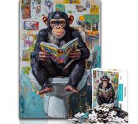 Jigsaw Puzzles for Adults 1000 Piece Chimpanzee on The Toilet,Challenging Game Toys Wall Decoration Unique Birthday And Xmas Gifts (75x50cm)