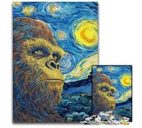 Jigsaw Puzzles for Adults 1000 Piece Chimpanzee Under The Night Sky Wooden Jigsaw Puzzles Difficult And Challenge, Great Gifts And Toys for Age 14 50X75CM