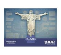 Jigsaw Puzzles for Adults 1000 Piece Christ The Redeemer Statue Print Puzzle for Adults Brain Teaser Game Enhance Memory Fun at Home Activities, 70x50cm/1000pcs