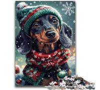 Jigsaw Puzzles for Adults 1000 Piece Christmas Dachshund Help The Brain Exercise Addictive Toys to Cultivate Patience Artists Collection, Fine Art 26x38cm