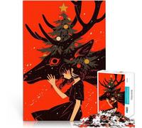 Jigsaw Puzzles for Adults 1000 Piece Christmas Deer and Girl Lustige Spiele Angebot als Geschenk für die ganze Familie38x26cm