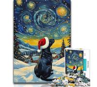 Jigsaw Puzzles for Adults 1000 Piece Christmas Labrador,Stress Reliever Staycation Kill Time with Matching Poster And Trivia Sheet (38x26cm)