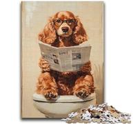 Jigsaw Puzzles for Adults 1000 Piece Cocker Spaniel Sitting Toilet Puzzles for Teenagers,Challenging Game Gifts for Is Ideal As A Gift for The Whole Family (38x26cm)