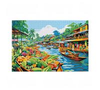 Jigsaw Puzzles for Adults 1000 Piece Color Large Puzzle Boat, Difficult Challenging Family Games for The Whole for Women, Wooden Jigsaws with Gift Box Packaging, Home Room Decor 75x50cm D-645