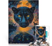 Jigsaw Puzzles for Adults 1000 Piece “Color painting black panther” Made of wood，for and 14 years and over Play Toys Best Gift for Adults and teenagers。size：50x75cm/14.96x20.47inch
