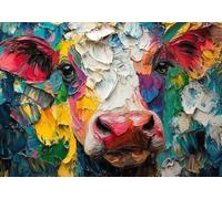Jigsaw Puzzles for Adults 1000 Piece Colored Cow Challenge Impossible Premium Sustainable Jigsaws, Exercise the Memory of the Brain Encourage Feelings Between Each Whole for Women/Men Gift 75x50cm M-7